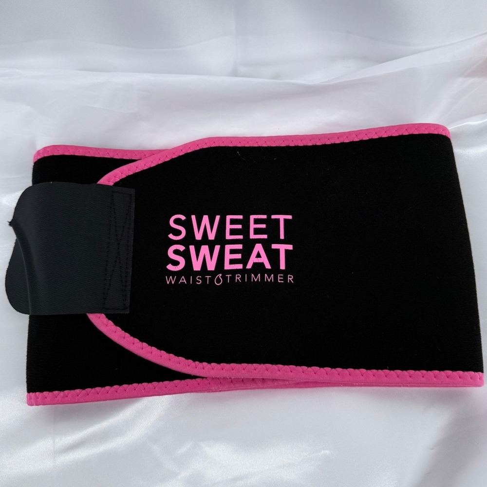 Sweet Sweat Waist Trimmer Women Medium Black Pink Neoprene Fitness Belt Adj